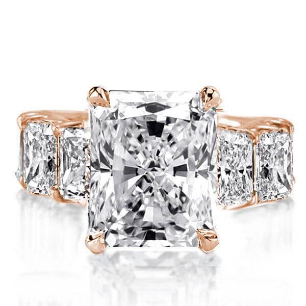 Rose Gold Created White Sapphire Engagement Ring - Radiant Eternity Design