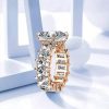 Rose Gold Created White Sapphire Engagement Ring - Radiant Eternity Design
