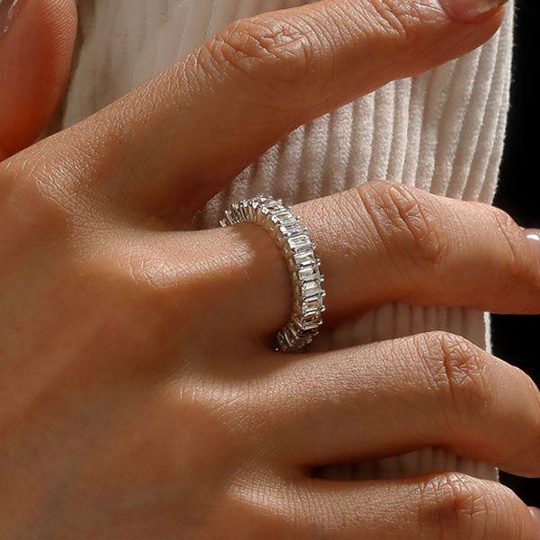 Sterling Silver Eternity Wedding Band with 2.94 CT. TW. Baguette Stones