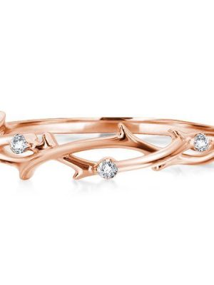 Rose Gold Braided Twig Ring - Sterling Silver Wedding Band