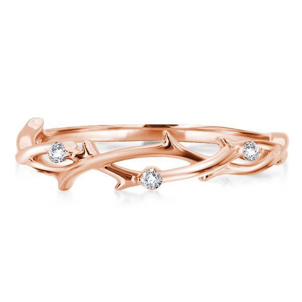 Rose Gold Braided Twig Ring - Sterling Silver Wedding Band