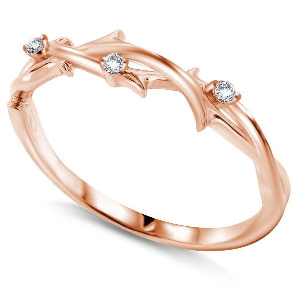 Rose Gold Braided Twig Ring - Sterling Silver Wedding Band