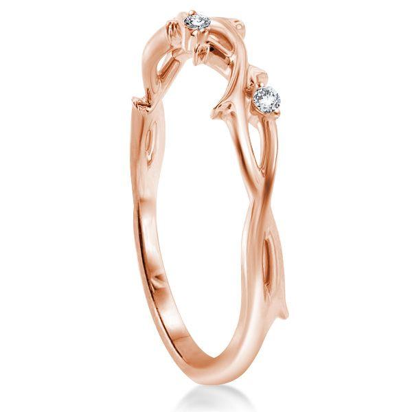 Rose Gold Braided Twig Ring - Sterling Silver Wedding Band