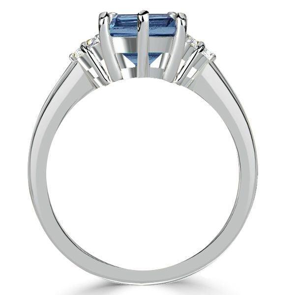 Pear Shaped Blue Topaz Engagement Ring in 925 Sterling Silver with Rhodium Finish