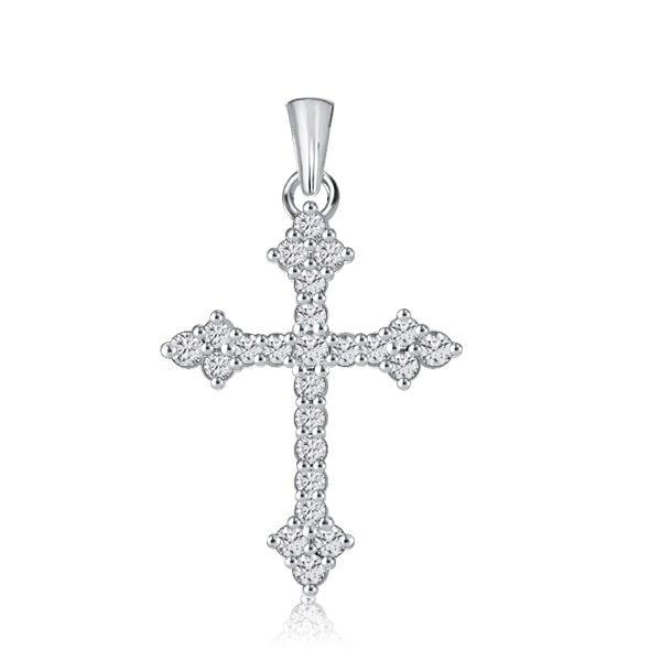 Sterling Silver Cross Necklace Pendant for Women with Rhodium Finish