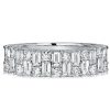 Vintage Style Baguette White Sapphire Wedding Band in Sterling Silver