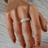 Vintage Style Baguette White Sapphire Wedding Band in Sterling Silver