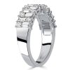 Vintage Style Baguette White Sapphire Wedding Band in Sterling Silver