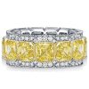 10.70 CTW Yellow Asscher Cut Multi-Row Eternity Wedding Band in Sterling Silver