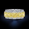 10.70 CTW Yellow Asscher Cut Multi-Row Eternity Wedding Band in Sterling Silver