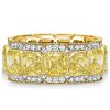 10.70 CTW Yellow Asscher Cut Multi-Row Eternity Wedding Band in Sterling Silver