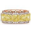 10.70 CTW Yellow Asscher Cut Multi-Row Eternity Wedding Band in Sterling Silver