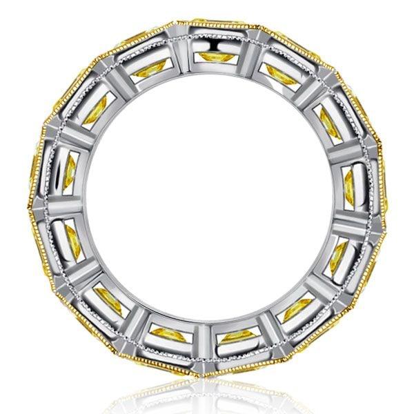 10.70 CTW Yellow Asscher Cut Multi-Row Eternity Wedding Band in Sterling Silver