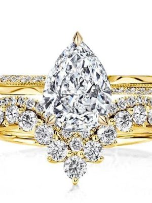 4.83 CTW Pear Cut Gemstone Bridal Set in Rhodium Plated Sterling Silver