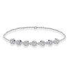 Halo White Sapphire Round Cut Chain Bracelet for Women in Rhodium Plated 925 Sterling Silver