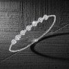 Halo White Sapphire Round Cut Chain Bracelet for Women in Rhodium Plated 925 Sterling Silver