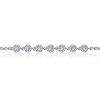 Halo White Sapphire Round Cut Chain Bracelet for Women in Rhodium Plated 925 Sterling Silver