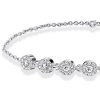 Halo White Sapphire Round Cut Chain Bracelet for Women in Rhodium Plated 925 Sterling Silver