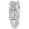 Marquise & Emerald Cut Half Eternity Wedding Band - Sterling Silver
