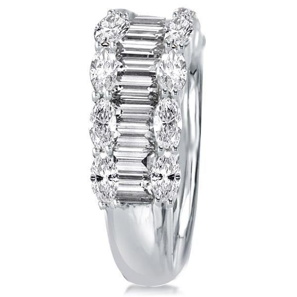 Marquise & Emerald Cut Half Eternity Wedding Band - Sterling Silver