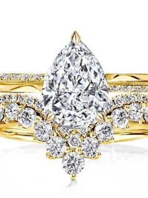 Pear Cut Bridal Set - Sterling Silver Engagement Ring Set with Gemstones