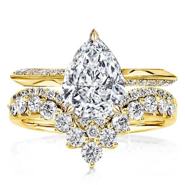 Pear Cut Bridal Set - Sterling Silver Engagement Ring Set with Gemstones
