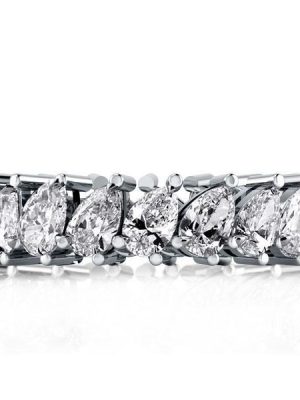 Pear Cut Eternity Wedding Band - Sterling Silver & Created White Sapphires