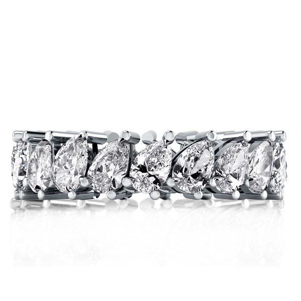 Pear Cut Eternity Wedding Band - Sterling Silver & Created White Sapphires