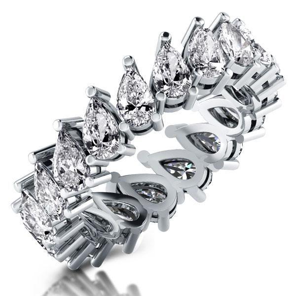 Pear Cut Eternity Wedding Band - Sterling Silver & Created White Sapphires