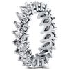 Pear Cut Eternity Wedding Band - Sterling Silver & Created White Sapphires