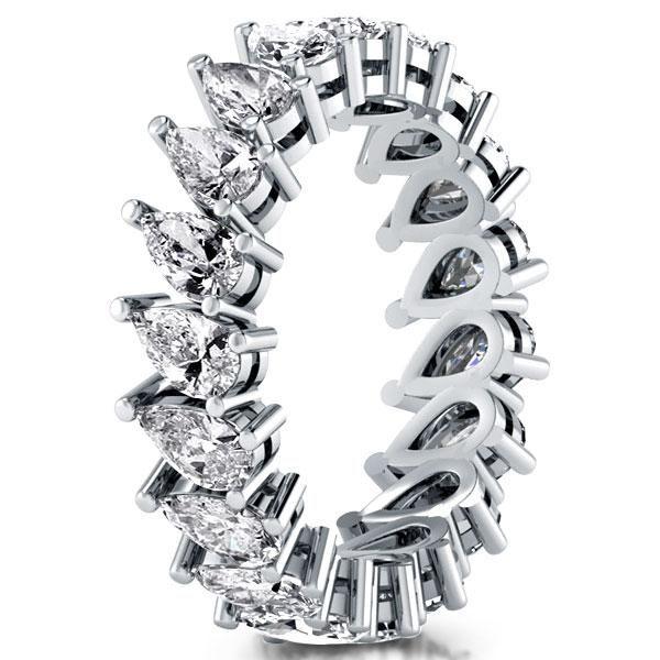 Pear Cut Eternity Wedding Band - Sterling Silver & Created White Sapphires