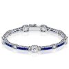 White & Blue Sapphire Sterling Silver Bracelet & Hoop Earrings Set