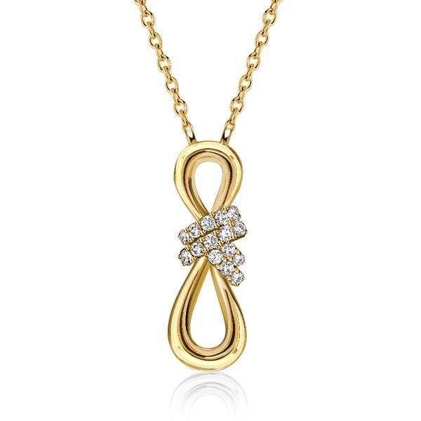 Infinity White Sapphire Pendant Necklace in 18K Gold Plated Sterling Silver