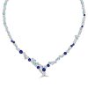 Blue Sapphire Tennis Necklace in 925 Sterling Silver | Genuine Gemstone Statement Jewelry