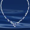 Blue Sapphire Tennis Necklace in 925 Sterling Silver | Genuine Gemstone Statement Jewelry
