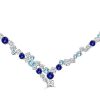 Blue Sapphire Tennis Necklace in 925 Sterling Silver | Genuine Gemstone Statement Jewelry