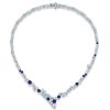 Blue Sapphire Tennis Necklace in 925 Sterling Silver | Genuine Gemstone Statement Jewelry