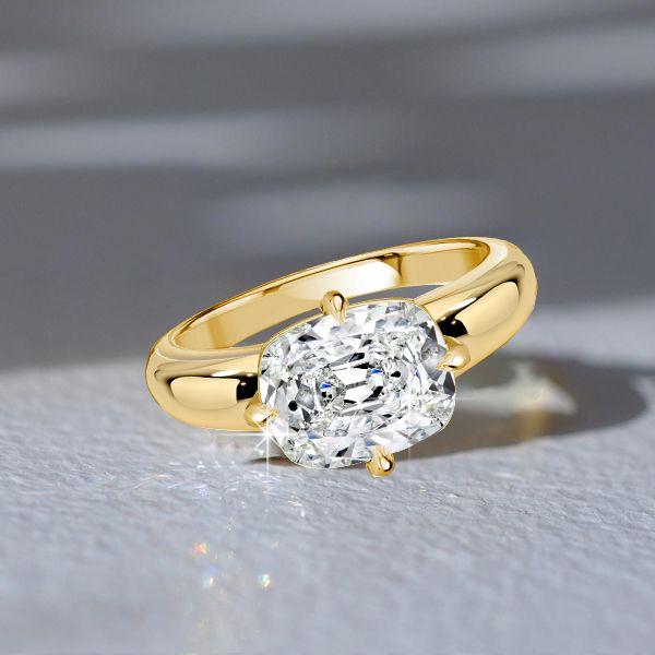 Cushion Cut Promise Ring | 18K Gold Plated Sterling Silver Engagement Ring