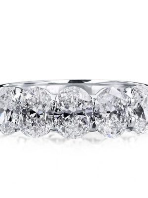 2.50 CT. TW. Oval Half Eternity Wedding Band in Rhodium Plated Sterling Silver