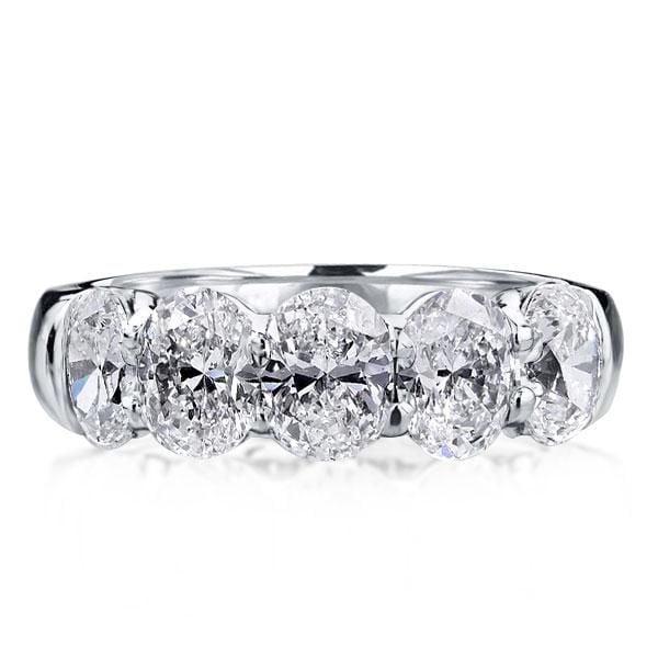 2.50 CT. TW. Oval Half Eternity Wedding Band in Rhodium Plated Sterling Silver