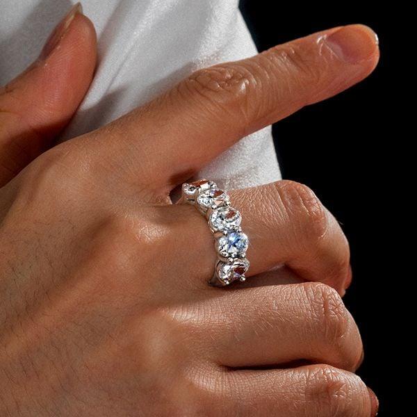 2.50 CT. TW. Oval Half Eternity Wedding Band in Rhodium Plated Sterling Silver