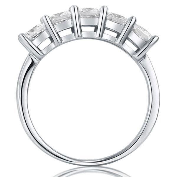 2.50 CT. TW. Oval Half Eternity Wedding Band in Rhodium Plated Sterling Silver