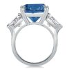Asscher Cut Three Stone Engagement Ring in Rhodium-Plated Sterling Silver