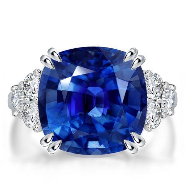 Blue Sapphire Double Prong Engagement Ring - Sterling Silver