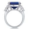 Blue Sapphire Double Prong Engagement Ring - Sterling Silver