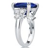 Blue Sapphire Double Prong Engagement Ring - Sterling Silver
