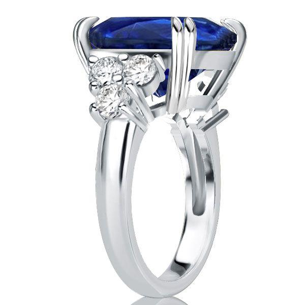 Blue Sapphire Double Prong Engagement Ring - Sterling Silver
