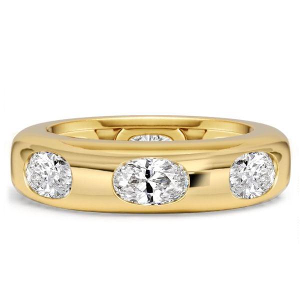 Oval Cut Flush Setting Eternity Wedding Band for Women in 18K Gold Plated Sterling Silver