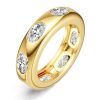 Oval Cut Flush Setting Eternity Wedding Band for Women in 18K Gold Plated Sterling Silver
