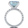 Emerald Cut Aquamarine 3-Piece Wedding Ring Set in Rhodium-Plated Sterling Silver